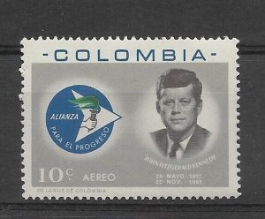 COLOMBIA 1965 ALLIANCE FOR PROGRESS J. F. KENNEDY 1 VALUE  MINT NH