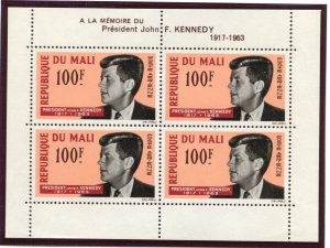 Mali C24a, MNH, John F. Kennedy In Memoriam souvenir sheet