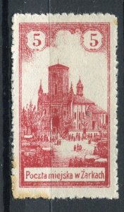 POLAND; 1918 early Zarki Church Local issue fine Mint hinged 5h. value