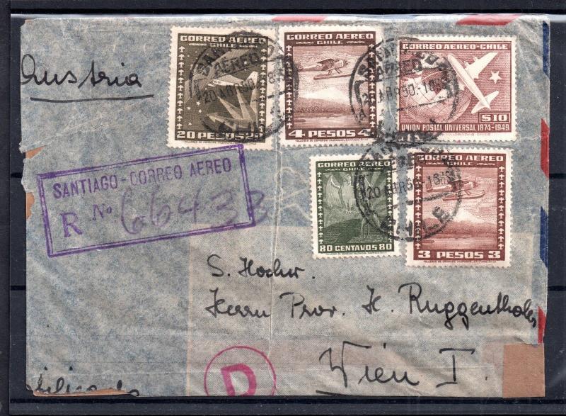 Chile 1950 Airmail censored cover to Austria (faults) WS7243