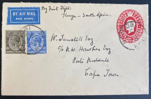 1931 Nairobi Kenya Airmail First Flight PS Cover To Cape Town South Africa