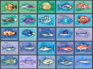 Exotic Fishes Fische Marine Fauna Solomon Islands MNH 25 stamps set