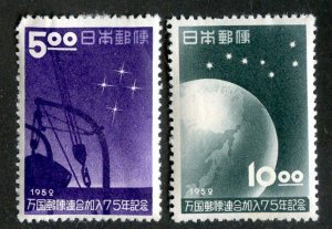 1952 Japan Sc.# 552-53  mvlh* cv $23.50  (79 Japan )