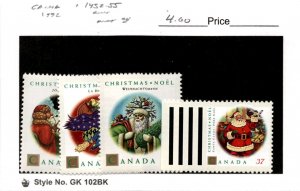 Canada, Postage Stamp, #1452-1455 Mint NH, 1992 Christmas Santa (AB)