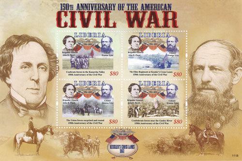 Liberia 2011-American Civil War 150th Anniv. Kessler's Cross Lanes Sheet of4 MNH