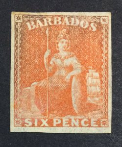 MOMEN: BARBADOS SG #60b 1873 MINT OG H £ LOT #6780