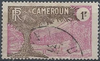 Cameroun 200 (used) 1fr rope suspension bridge, ol brn & red vio (1927)