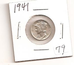 BU 1941 Mercury Dime