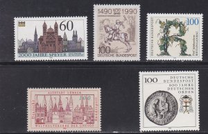 Germany # 1591-1595, Complete Commemorative Sets Issued in 1990, NH, 1/2 Cat.
