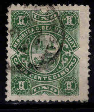 Uruguay Scott 48 Used coat of arms, thinned at top