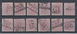 Germany, Sc 30 used. 1875 5pf violet numeral, 12 examples with Railway cancels