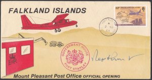 Falklands Islands 1984 Cover Mount Pleasant P/O Opening. Signed Rex Hunt