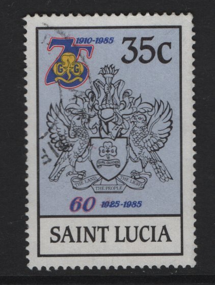 St Lucia  #728  used   1985  girl guides 35c