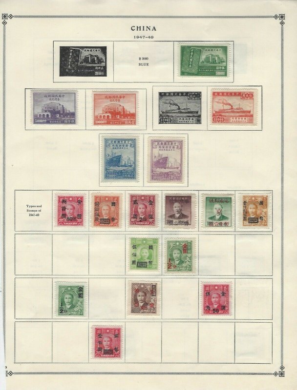 CHINA - 1946-1949 MINT / A FEW USED STAMPS ON ALBUM PAGES