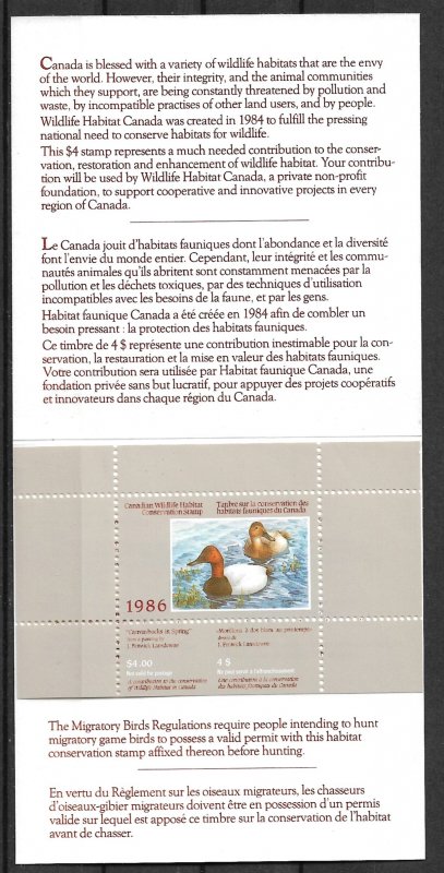 1985 Canada FWH2 Wildlife Conservation Booklet MNH