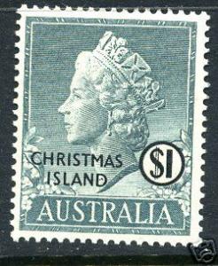 CHRISTMAS ISLAND Sc# 10 MLH VF $1 QEII on Australia