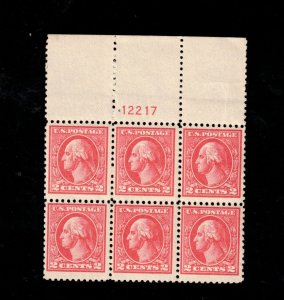 USA #528b Mint Fine - Very Fine Never Hinged Plate #12217 Top Block Of Six
