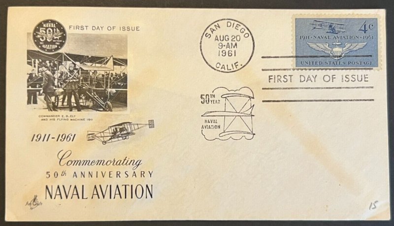 NAVAL AVIATION #1185 AUG 20 1961 SAN DIEGO CA FIRST DAY COVER (FDC) BX5