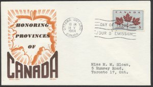 1964 #417 Maple Leaf Unity FDC Cachet Craft/Boll Cachet Ottawa