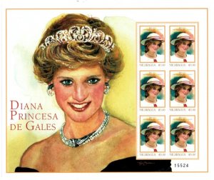 Nicaragua 1999 - Princess Diana - Sheet of 6 stamps - Scott #2248 - MNH