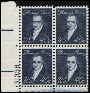 US #1292a PAINE MNH LL PLATE BLOCK #31338 SHINY GUM