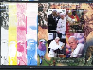 Chad 2012 Pope John Paul II Mandela (4) Progressive Color proofs+original