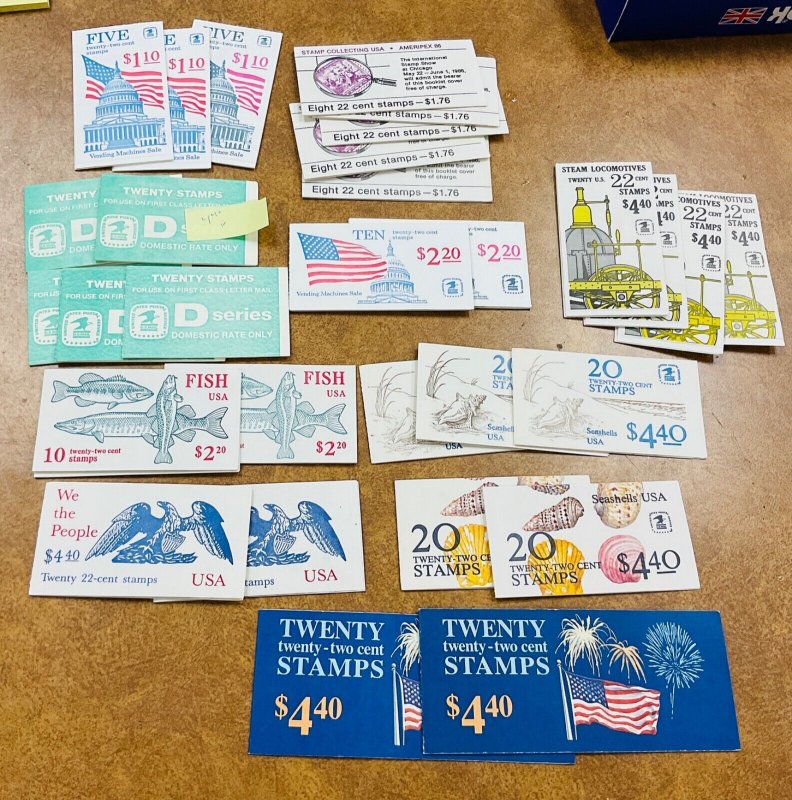 Discount Postage  30 22c  booklets 1980s many topicals mint NH  $100.54 face