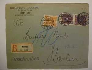 GERMANY 1923 # 207W CAT 95 EURO (=$ 125.00) HUSUM JA 5 REGISTERED BERLIN B/S