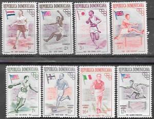 Dominican Republic 1957  Set of 8 MNH stamps.  Olympics.  Melbourne