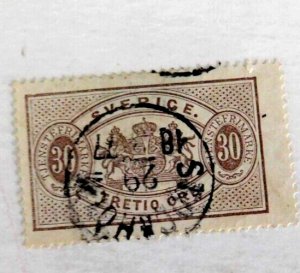 Sweden #09 Used/Fine/LHR, 30 ore, Official Stamp, S.O.N. cancel, 1874