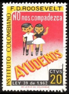 1962 Columbia Poster Stamp 20 Centavos Instituto Colombiano F.D. Roosevelt