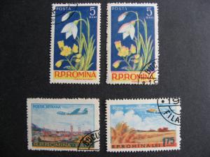 Romania 3 used stamps each with a print shift error