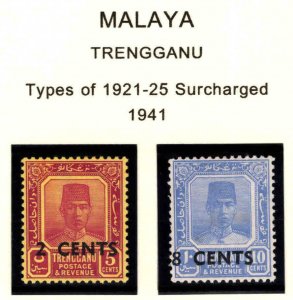 Malaya Trengganu Scott 45-46 MNH**  Surcharge set