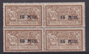 Alexandria (French Offices), Scott 42 (Yvert 46), MNH/HR block