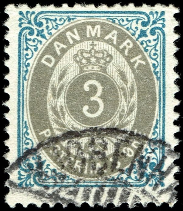 Denmark #41  Used - 3 ore Crown and Numeral (1895)