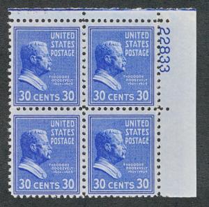 US 830 MNH F-VF, PLATE BLOCK OF 4