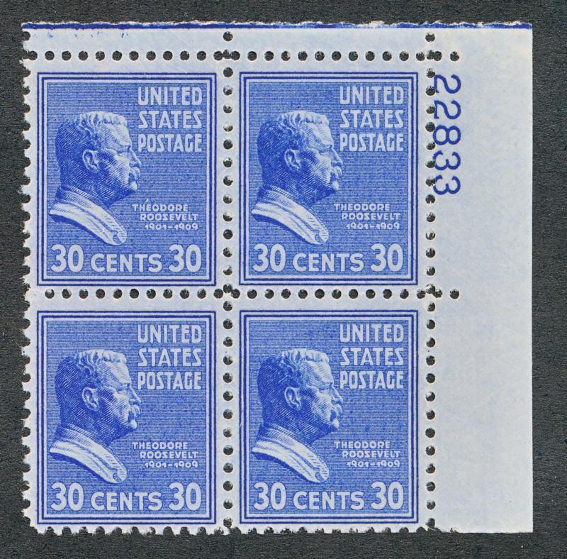 US 830 MNH F-VF, PLATE BLOCK OF 4