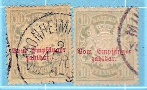 BAYERN, GERMANY J9 ,USED OVERPRINT wmk 95V 10pf 1883 2EA.