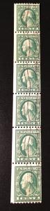 486 Washington 6 stamp cancelled coil, rarely found intact, Vic's Stamp Stash