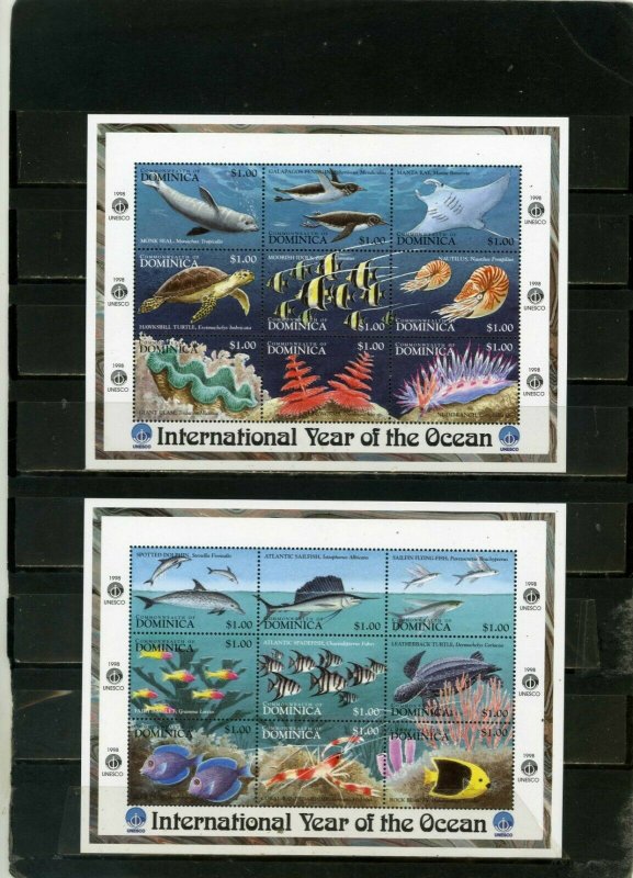 DOMINICA 1998 FISH & MARINE LIFE 2 SHEETS OF 9 STAMPS MNH