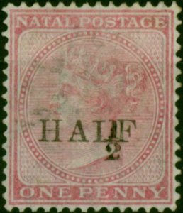 Natal 1877 1/2d on 1d Rose SG85 Type A Good Used