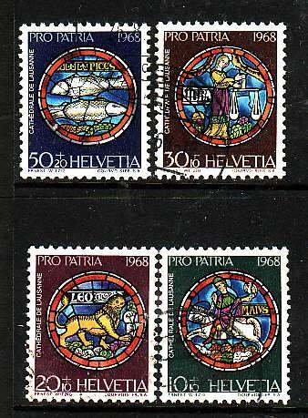 Switzerland-Sc#B374-7- id5-used semi-postal set-Rose Window-1968-