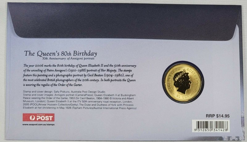 2006 The Queen's Birthday PNC Australia FDC Cover  UNC Commerative 50c Coin Set