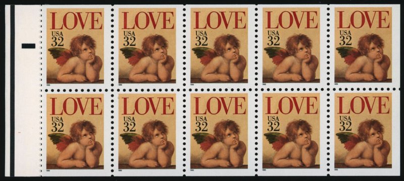 US Sc 2959a MNH BOOKLET PANE - 1995 32¢ - Love - Cherub