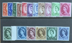 GB QE2 1955 ST.EDWARDS CROWN WMK. DEFINITIVE SET SG540/556 UNMOUNTED MINT