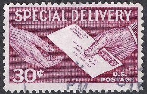 United States #E21 30¢ Letter & Hands Special Delivery (1957). Used.