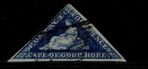 SOUTH AFRICA - Cape of Good Hope QV SG4, 4d deep blue, FINE USED. Cat £170.