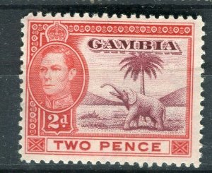 GAMBIA; 1938 early GV Pictorial Mint hinged 2d. value 