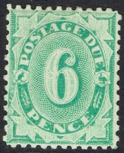 AUSTRALIA 1902 POSTAGE DUE 6D COMPLETE DESIGN WMK CROWN/NSW PERF 11