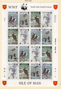 Isle of Man  #399-402  . 1989 cancelled environment  birds sheet